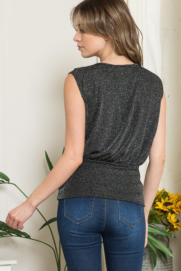 Lurex Plunge V Wrap Top