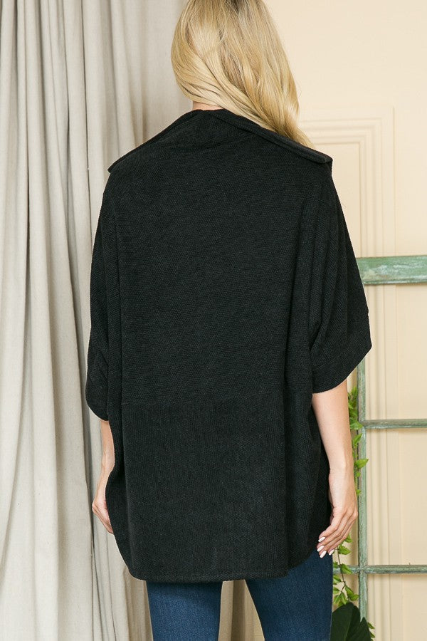 Textured Shawl Collared Cardigan