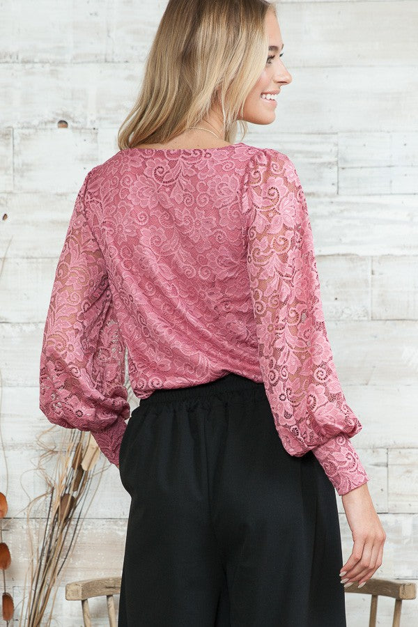 Lace Boat Neck Blouse