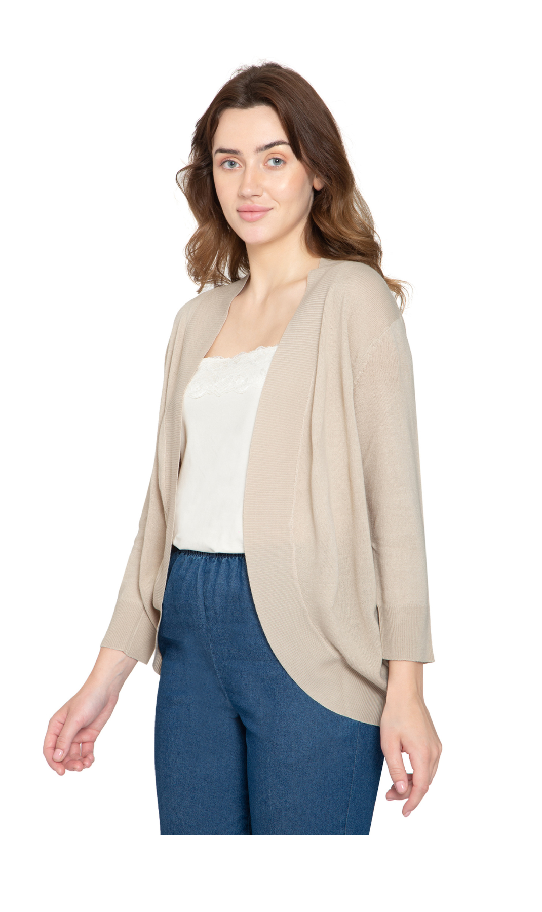 Open Front Curved Hem Soft Cardigan