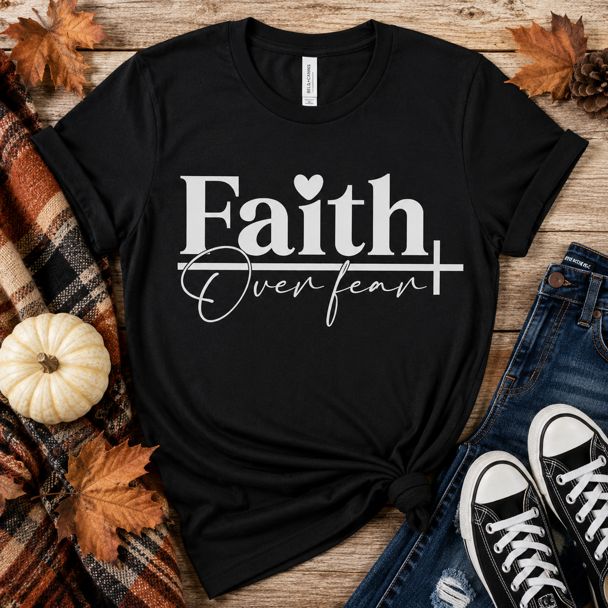 Faith Over Fear Black Crewneck Tee