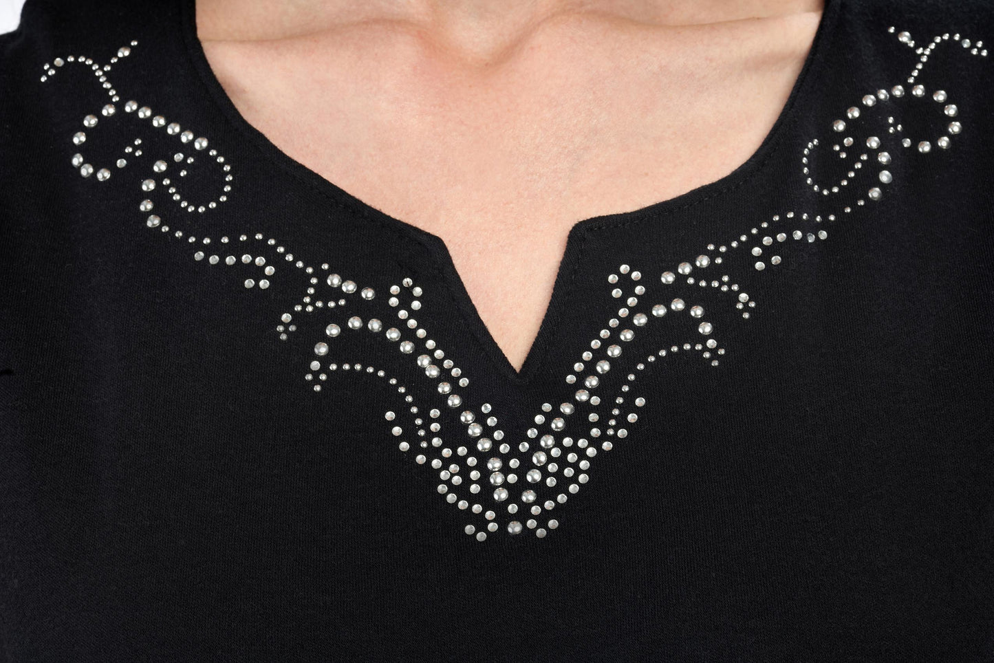 Rhinestone Notch V-Neck Sleeveless Tank