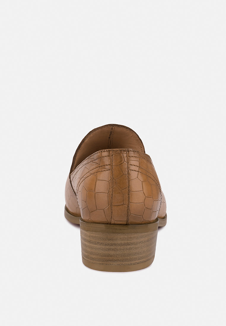Metal Highlight Leather Loafers