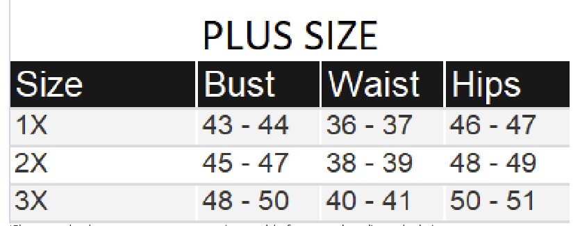 size chart