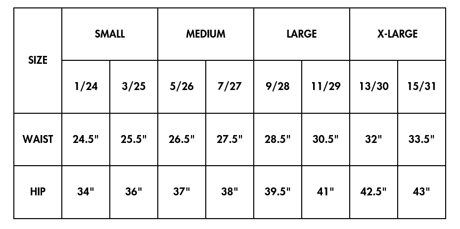 size chart