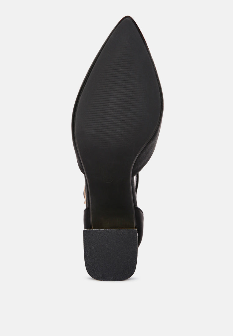Metallic Block Heeled D'Orsay