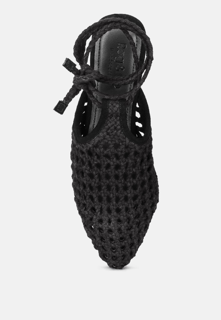 Handwoven Honeycomb Cotton Tie Up Mules