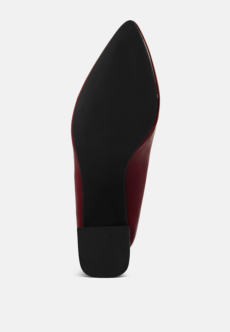 Metallic Accent Block Heel Pumps