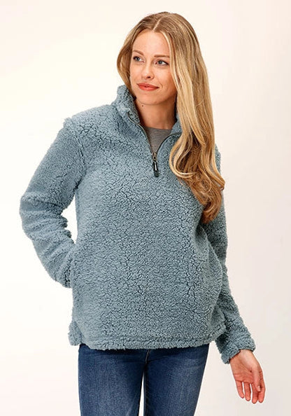 Quarter Zip Fleece Pullover Blue