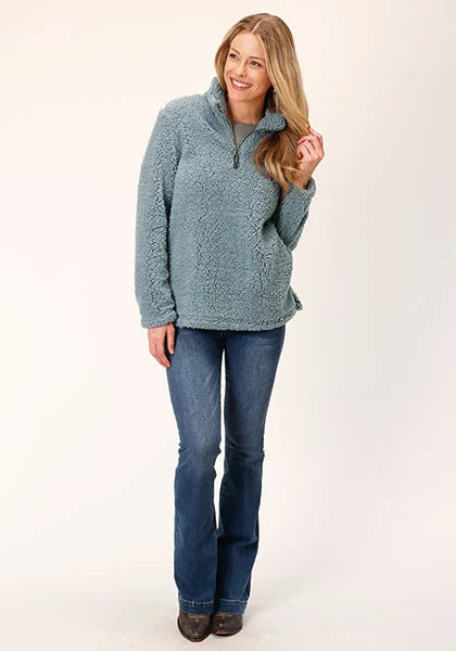 Quarter Zip Fleece Pullover Blue