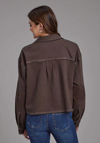 Cropped Elbow Patch Jacket Brown