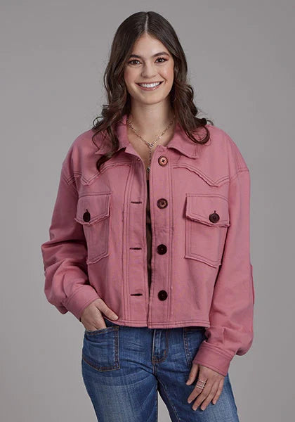 Cropped Elbow Patch Jacket Pink