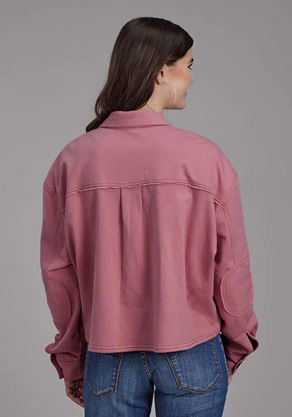 Cropped Elbow Patch Jacket Pink