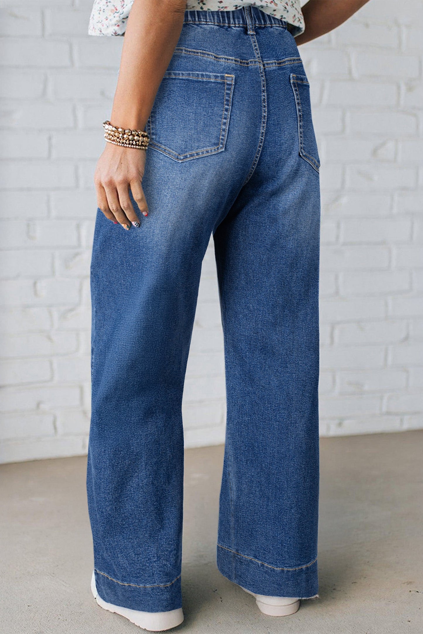 High Rise Lace Tie Whiskered Jeans