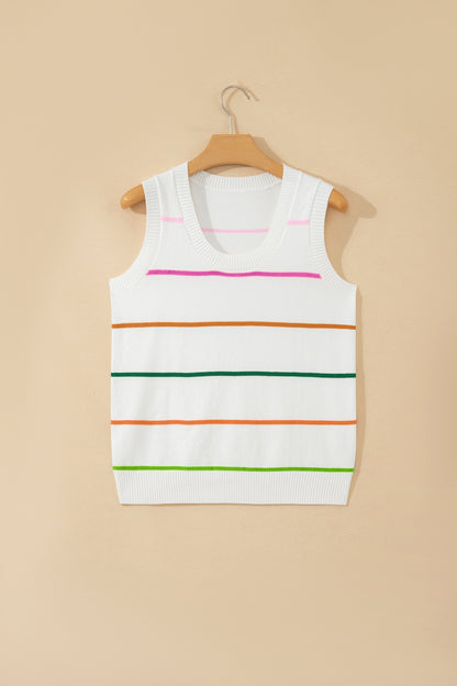 Stripe Knitted Sweater White
