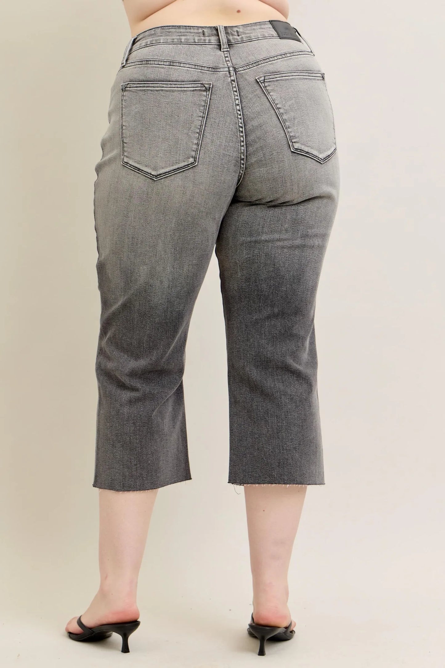 Wide Leg Capris Jeans Gray
