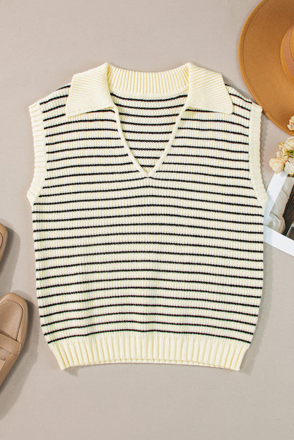 Stripe Turn Down Sweater Tank