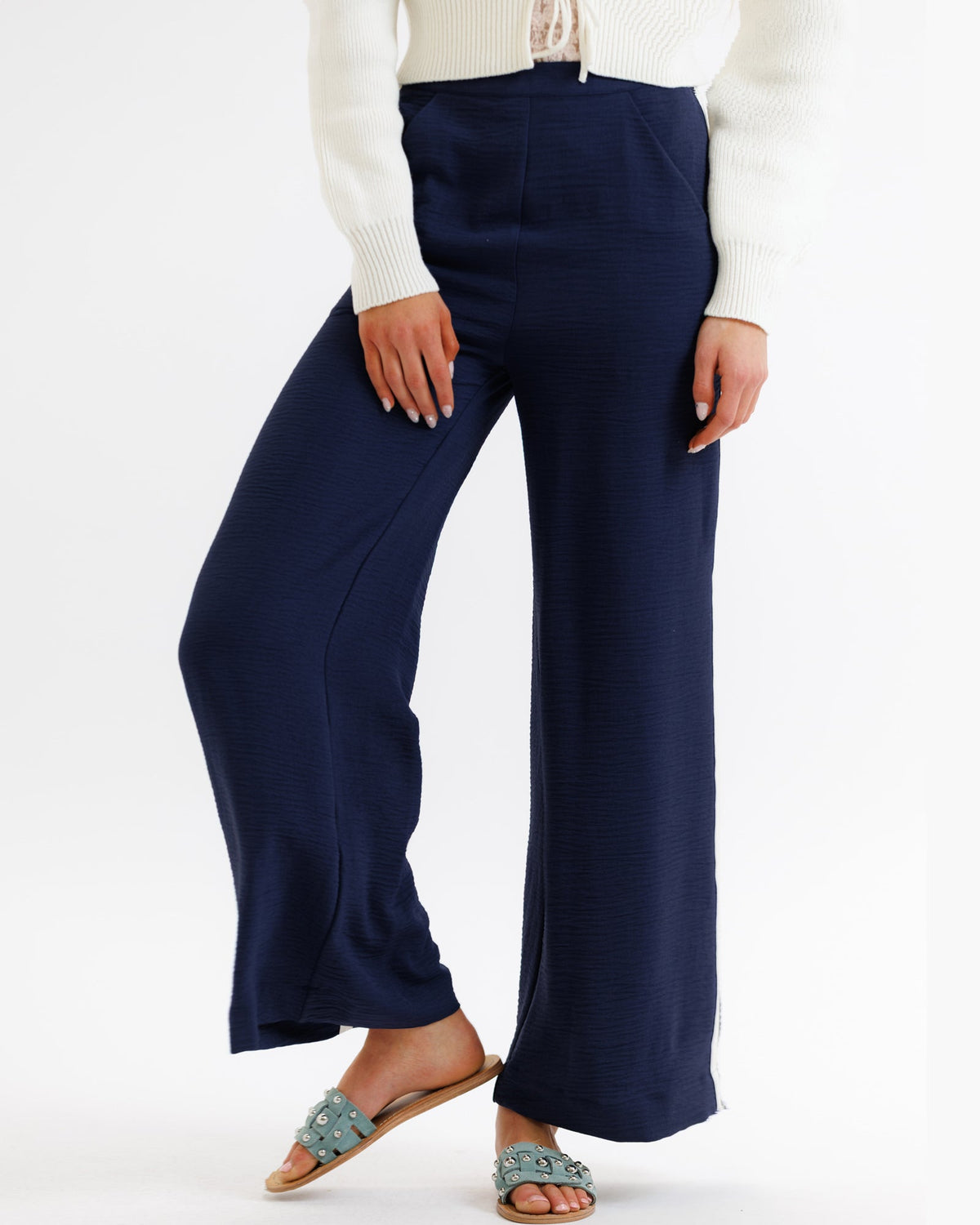 Parisian Blue Pant With Side Stripe
