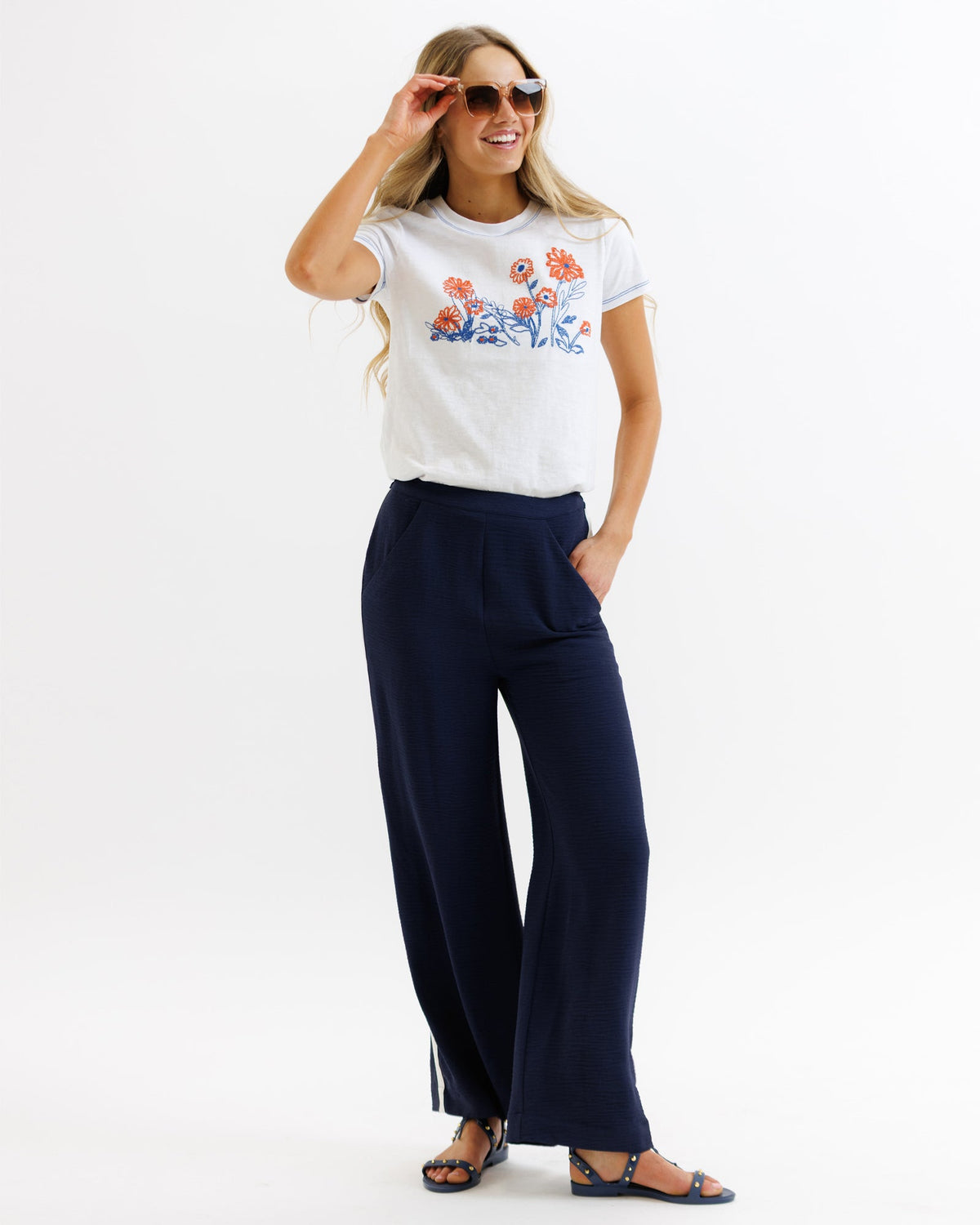 Parisian Blue Pant With Side Stripe