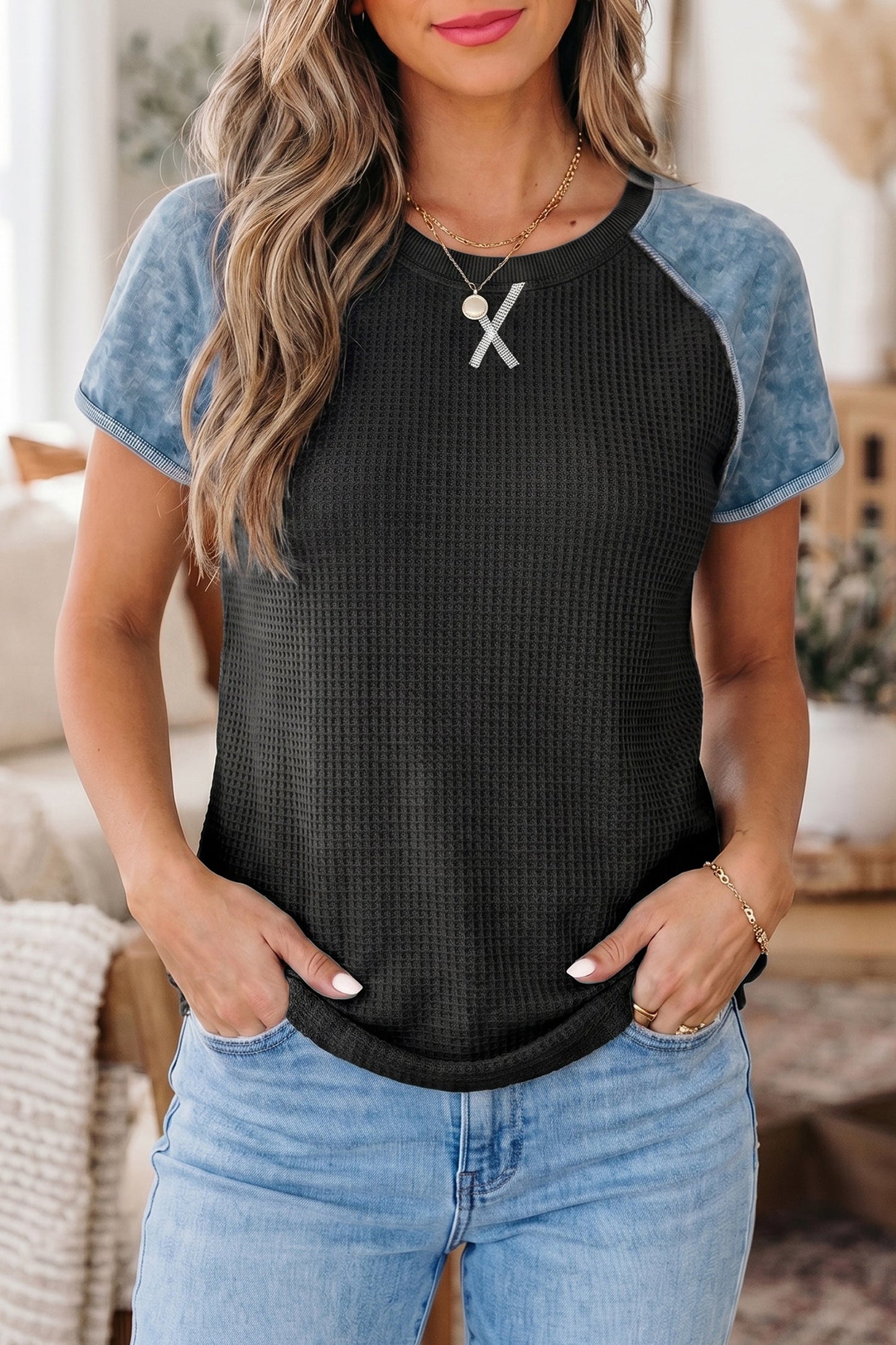 Patchwork Short Sleeve Top
