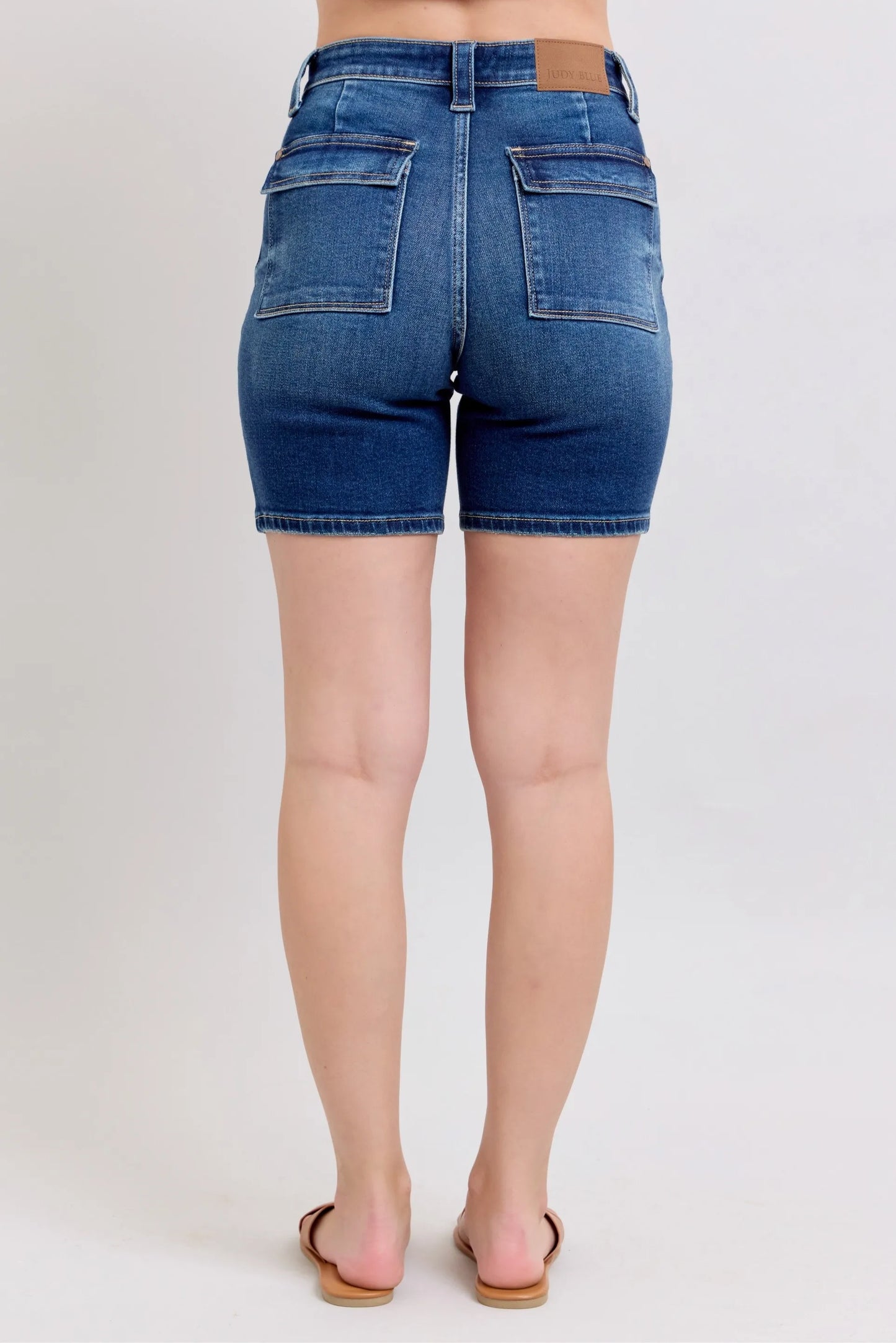 High Waist Back Flap Bermuda Shorts