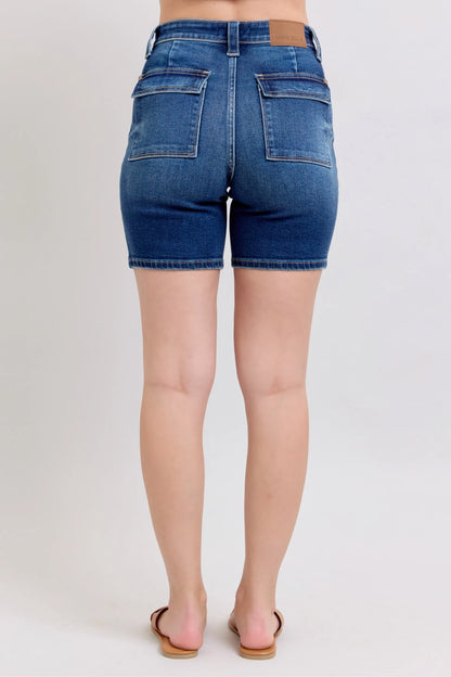 High Waist Back Flap Bermuda Shorts