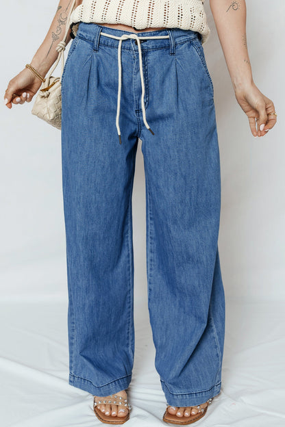 Tie Waist Wide Leg Denim