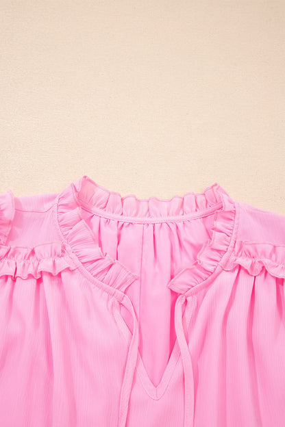Plus Ruffle Short Sleeve Blouse