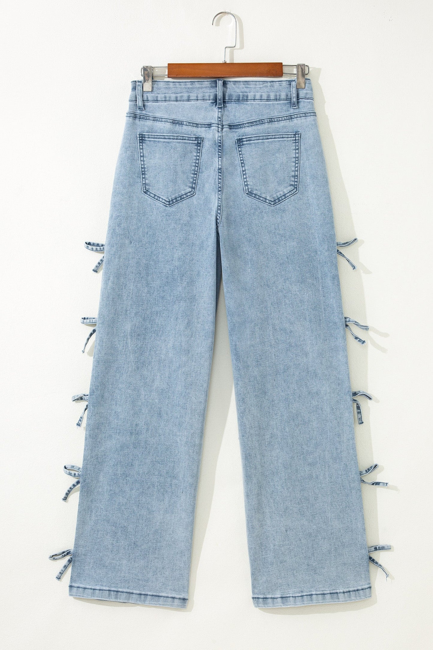 Bow Knot Side Straight Leg Jeans