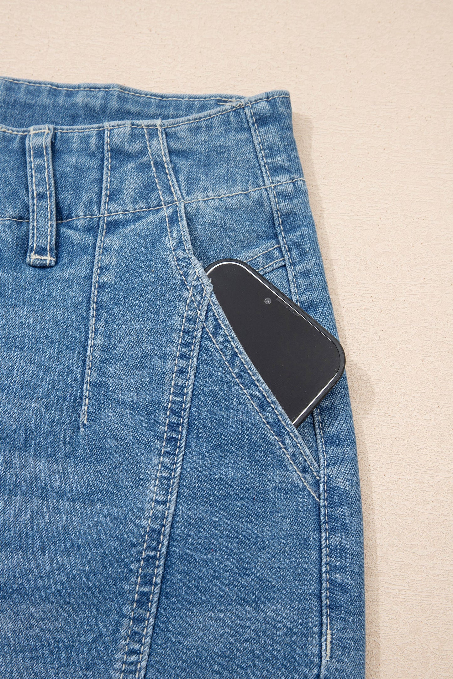 Sky Wash Cuffed Barrel Jeans
