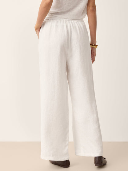 Linen Convertible Drawstring Hem Wide-Leg Pants