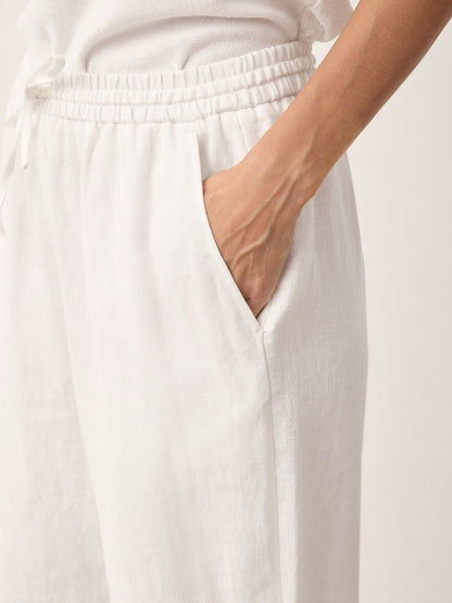 Linen Convertible Drawstring Hem Wide-Leg Pants