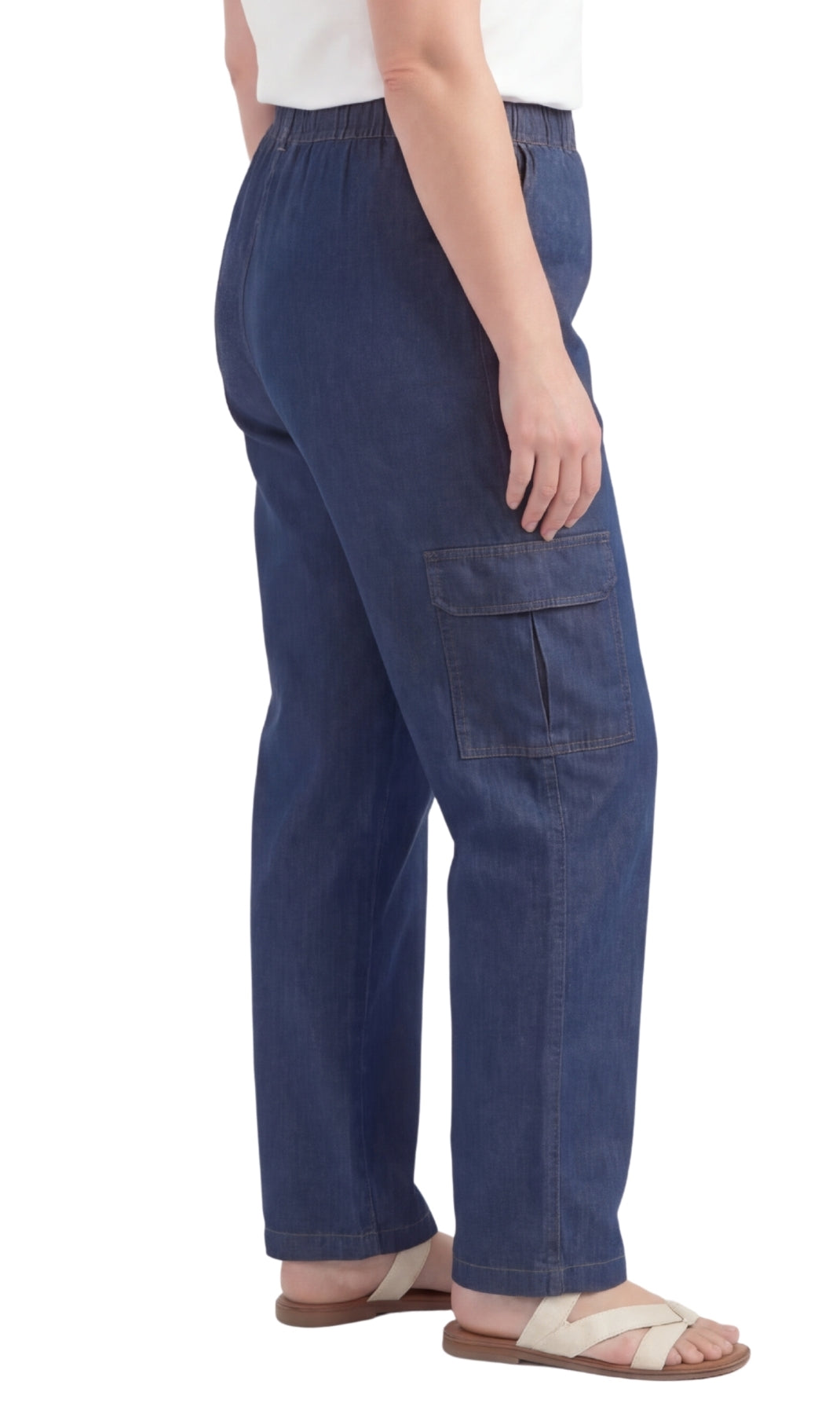 Pull-On Denim Cargo Pants