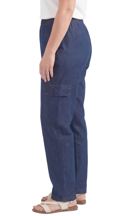 Pull-On Denim Cargo Pants
