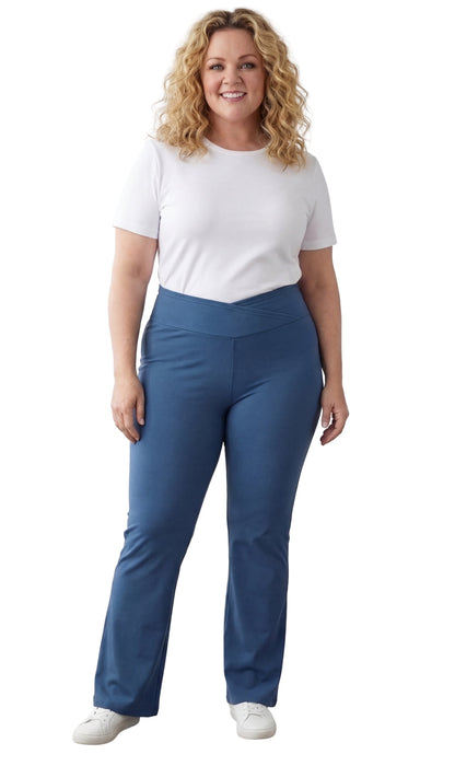 Bootcut Flare Stretch Pants Crossover Waist