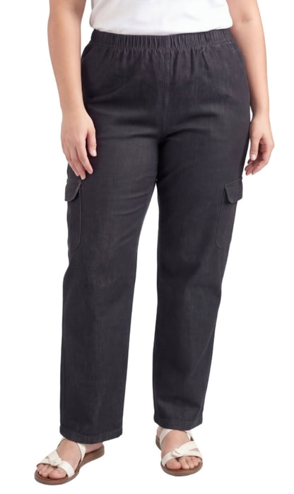 Pull-On Denim Cargo Pants