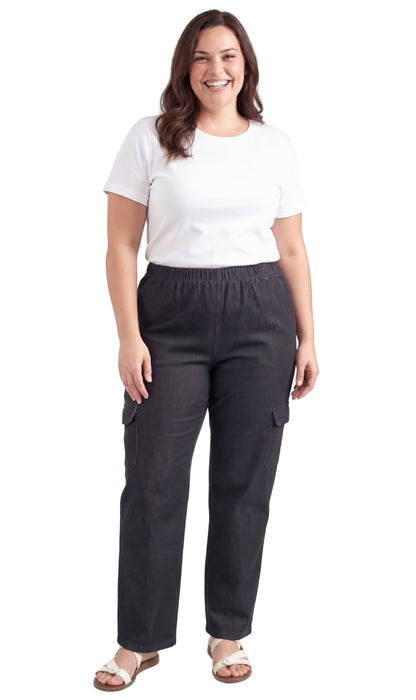 Pull-On Denim Cargo Pants