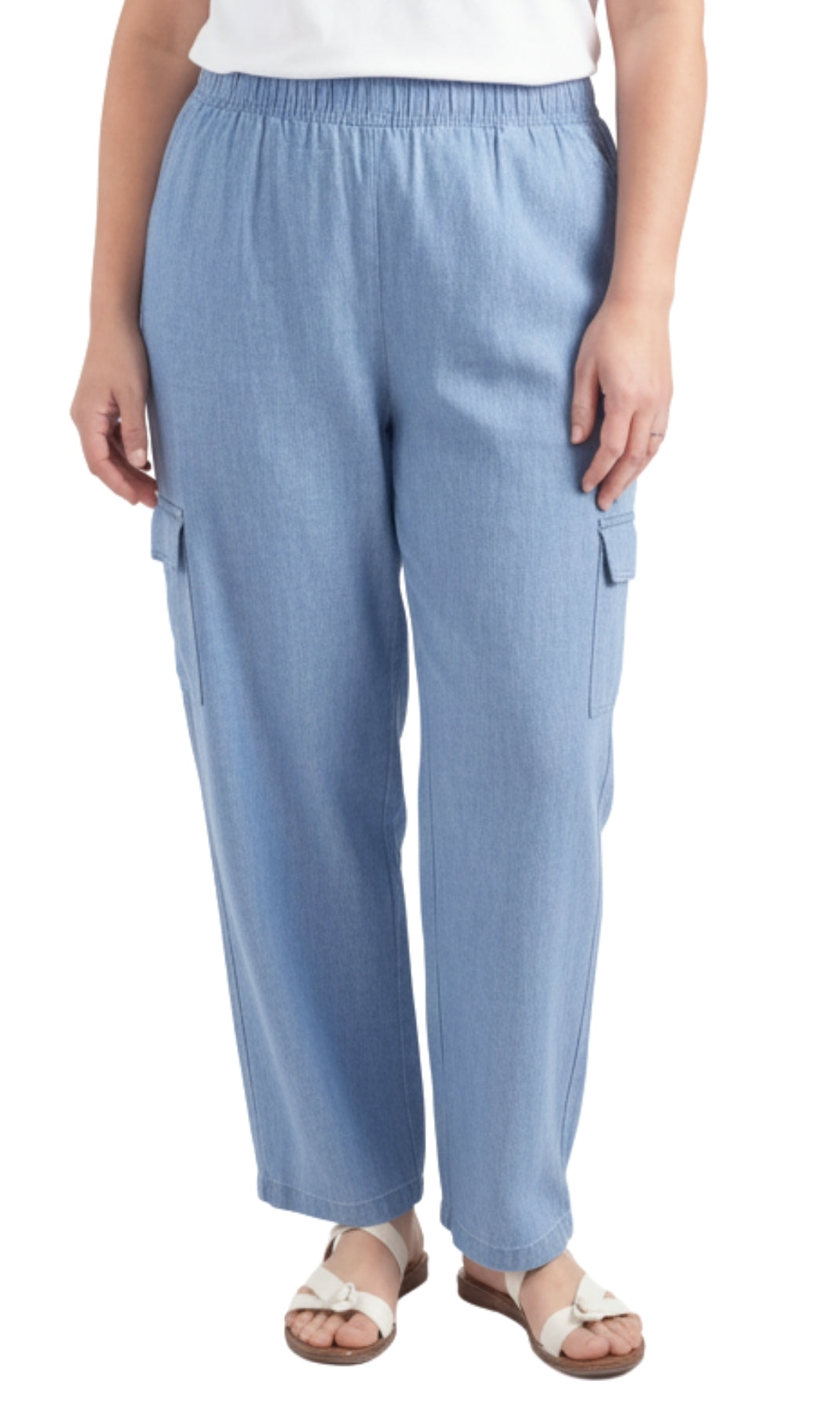 Pull-On Denim Cargo Pants