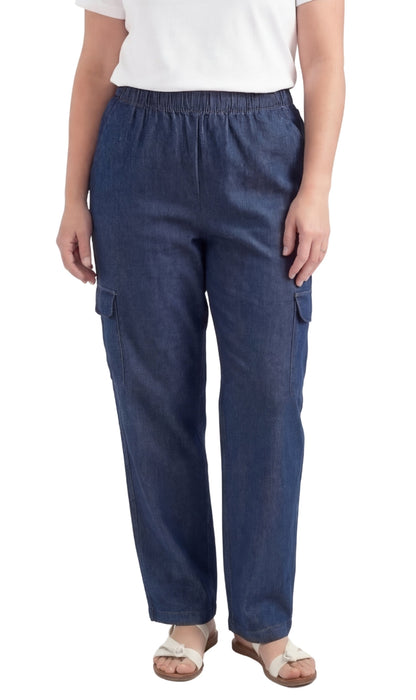 Pull-On Denim Cargo Pants