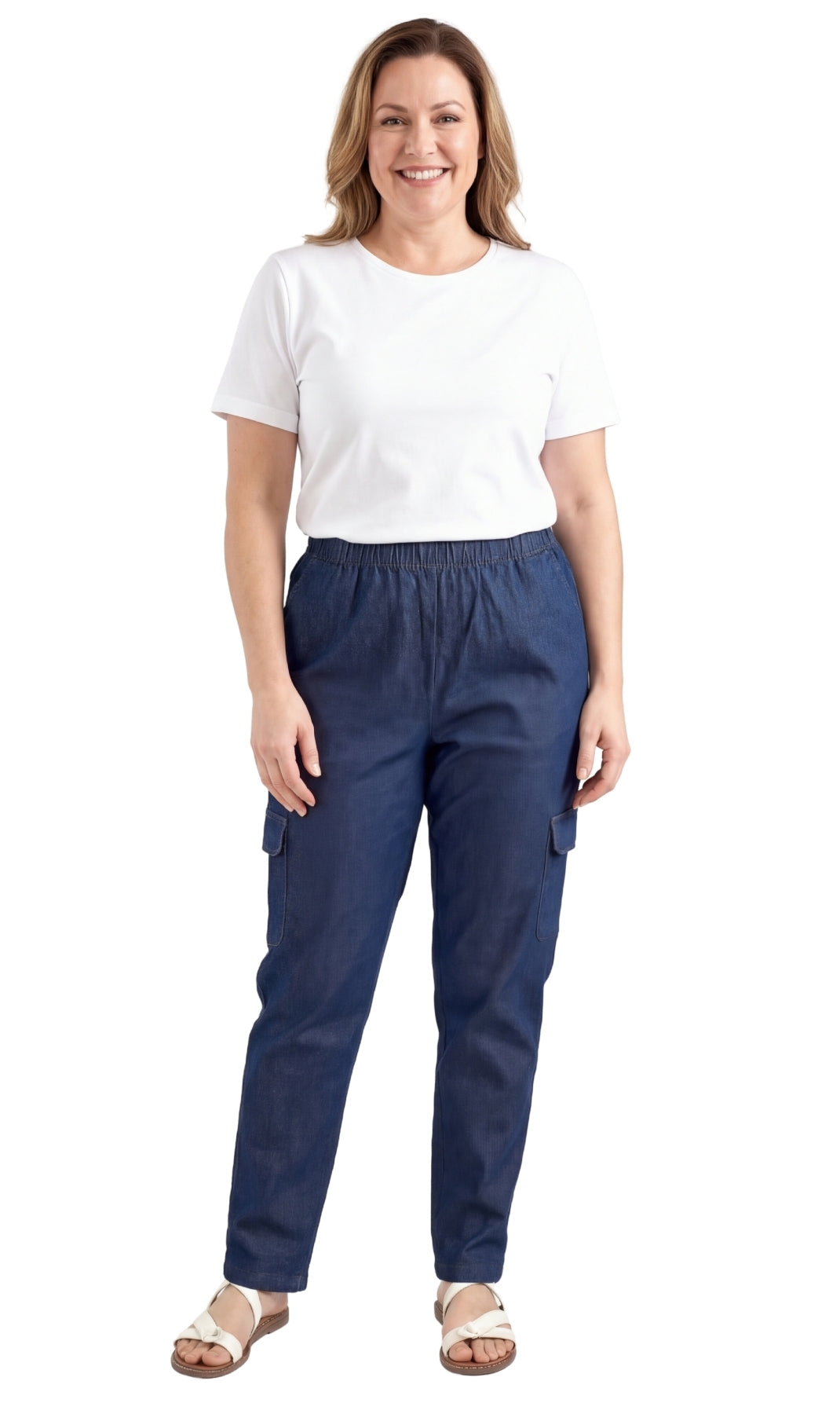 Pull-On Denim Cargo Pants