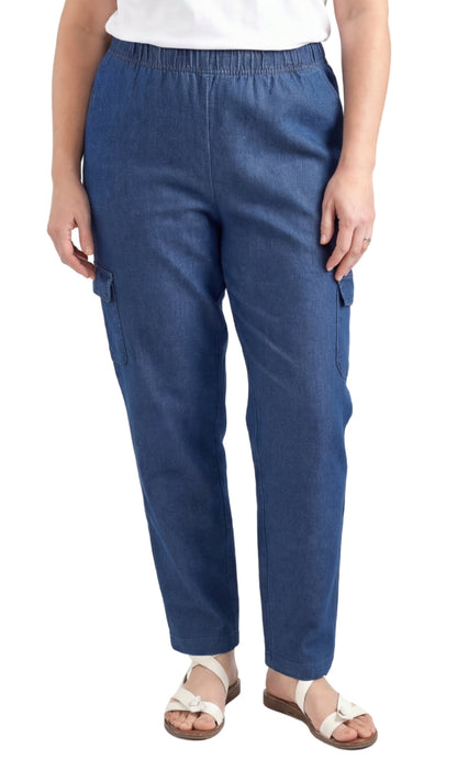 Pull-On Denim Cargo Pants