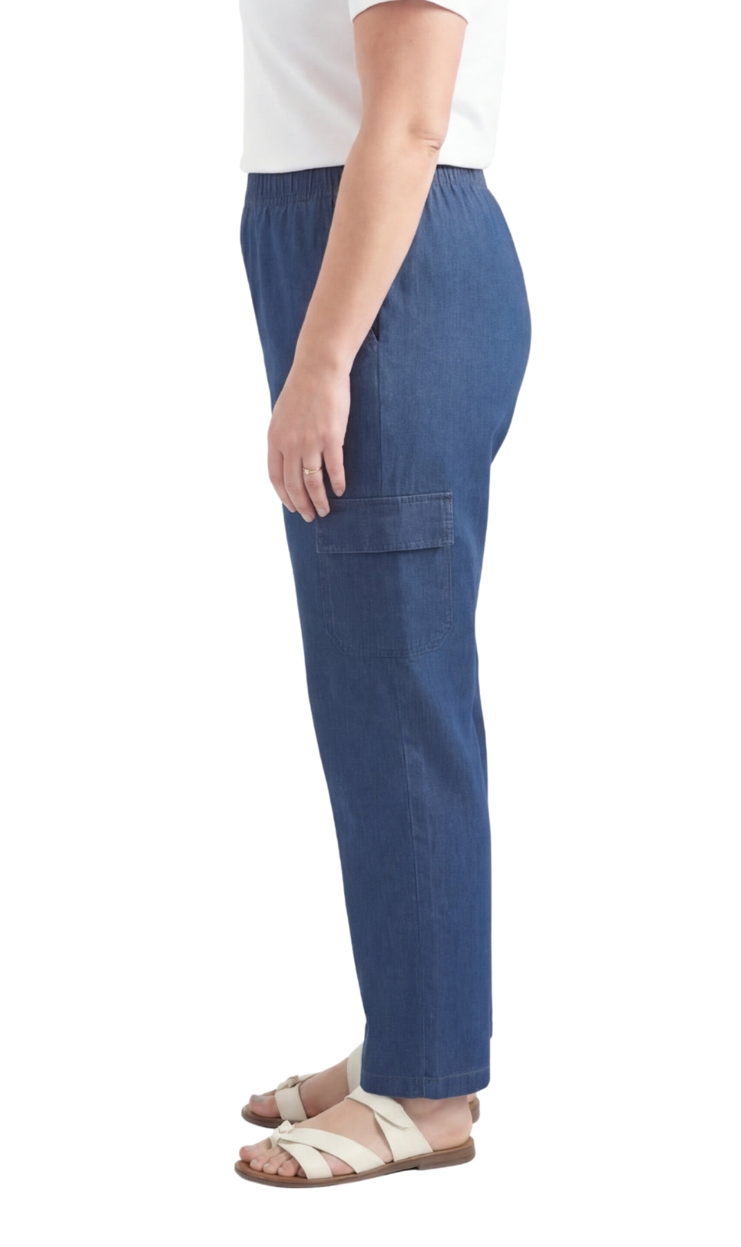 Pull-On Denim Cargo Pants