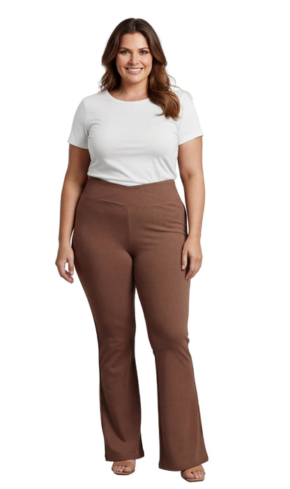 Bootcut Flare Stretch Pants Crossover Waist