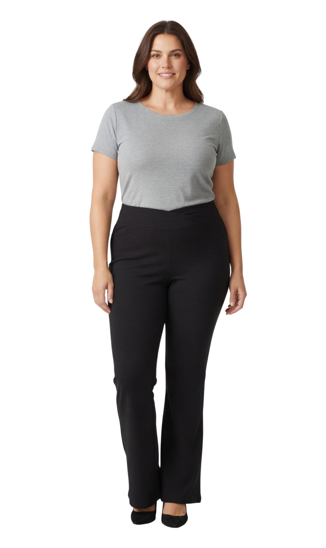 Bootcut Flare Stretch Pants Crossover Waist