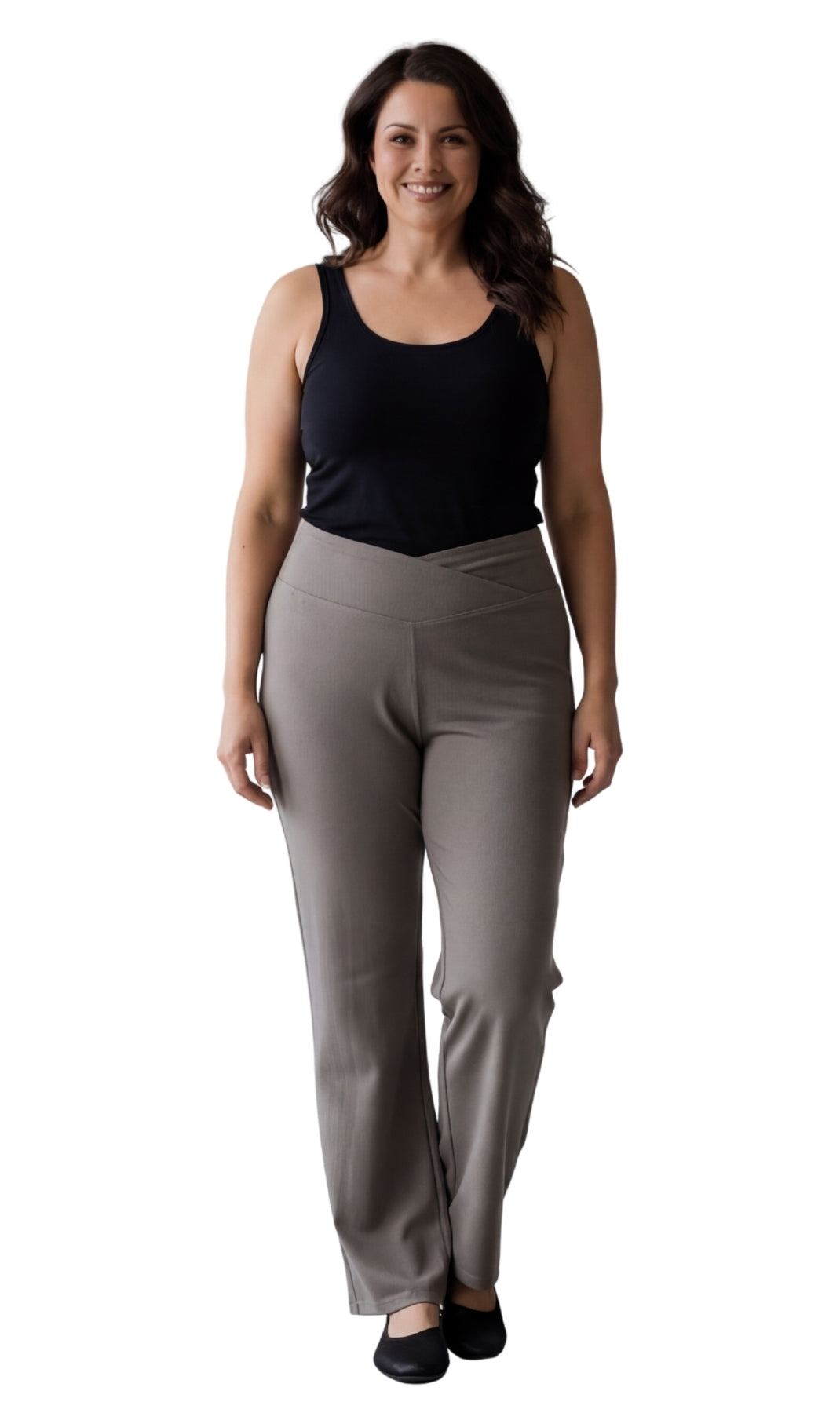 Bootcut Flare Stretch Pants Crossover Waist