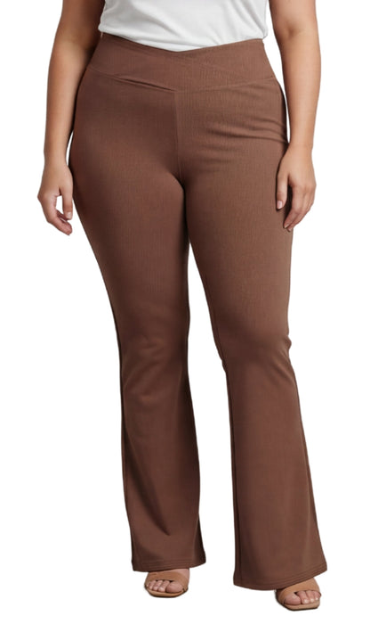 Bootcut Flare Stretch Pants Crossover Waist