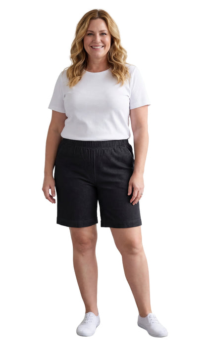 Pull-On Denim & Twill Shorts