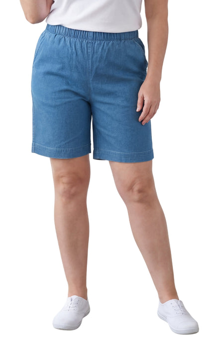 Pull-On Denim & Twill Shorts