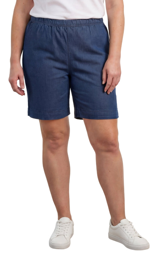 Pull-On Denim & Twill Shorts