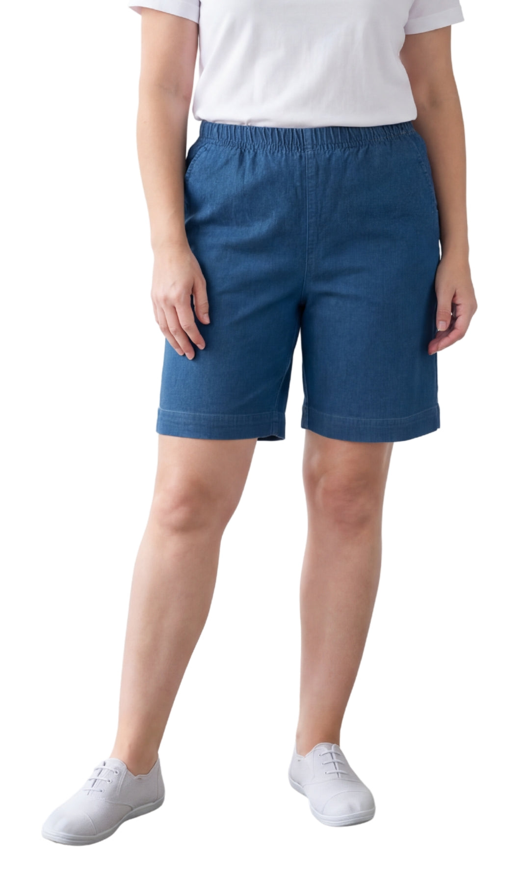 Pull-On Denim & Twill Shorts